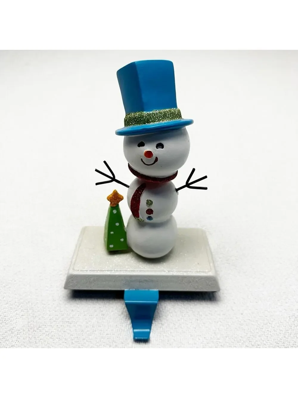 Snowman bobble head stocking holder